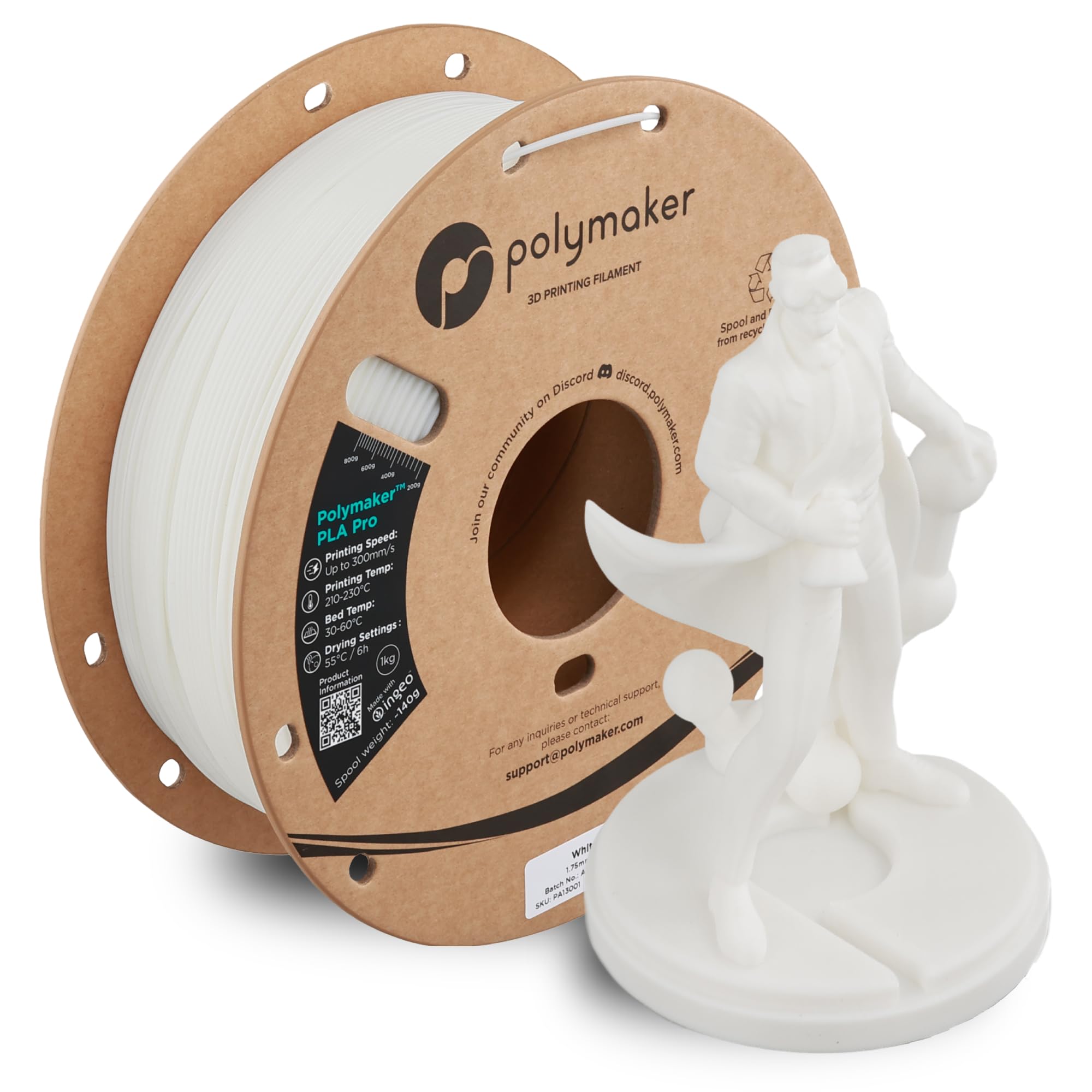Amazon.com: Polymaker PLA Pro 3D Printing Filament White 1.75mm