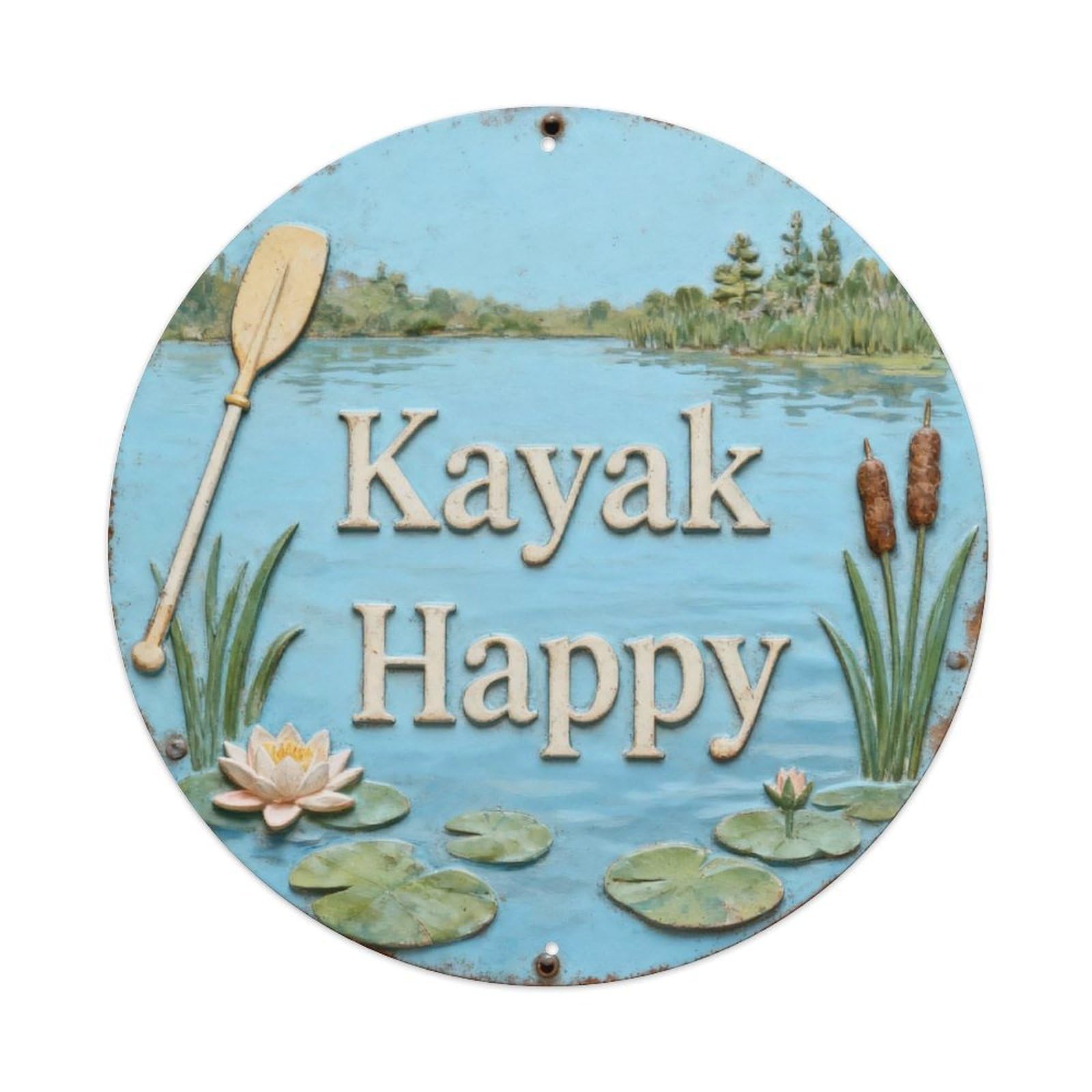 Kayak Happy Metal Tin Sign Plaque