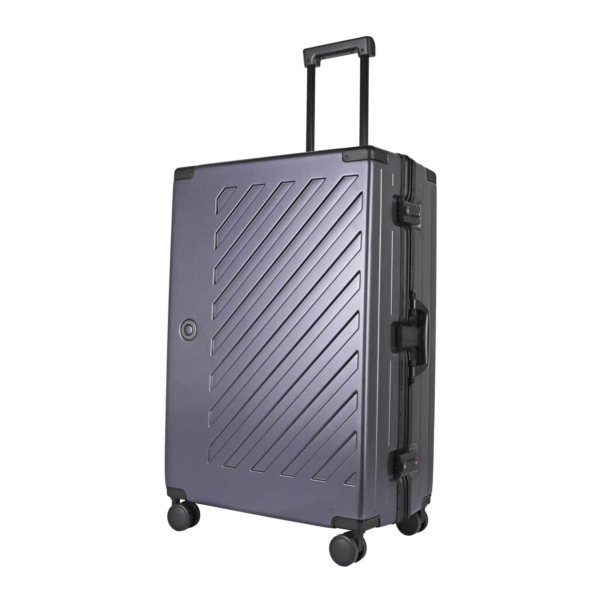 JLY 100% poliwęglanowy bagaż bez zamka błyskawicznego, podwójne zamki TSA Hardshell walizka z 4 kołami obrotowymi, aluminiowy uchwyt, bagaż podręczny w kabinie, walizka podróżna, Grafitowy szary, L (75cm 86L), Walizka