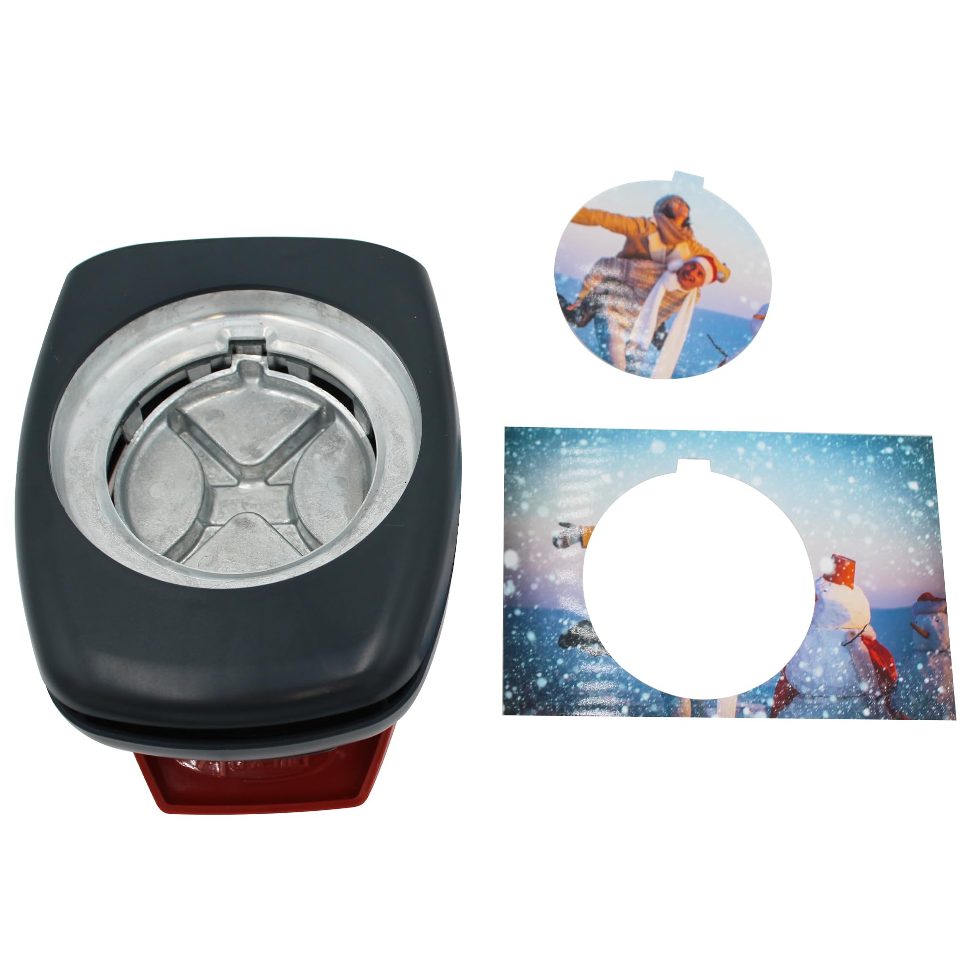 Adventa Machine, taglierini, foto, palline, rapide, metallo e rosso, per stampe da 80 diamm o 3-1/8"