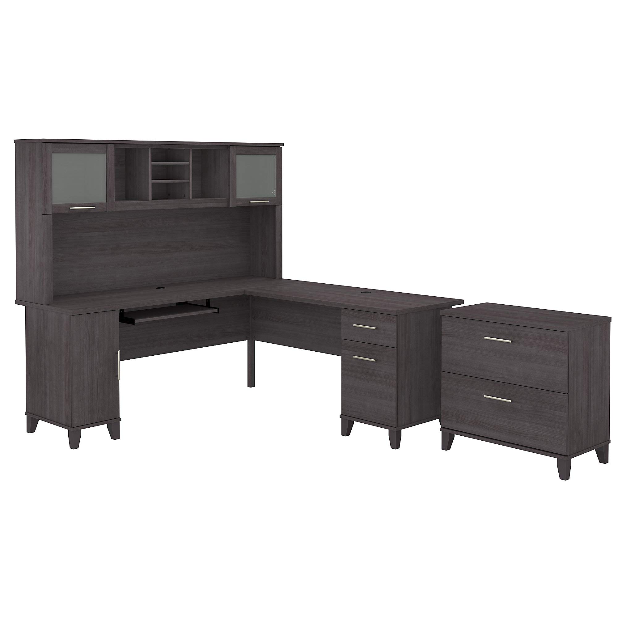 Buy Bush Furniture SET009SG Somerset L Shaped Desk with Hutch and