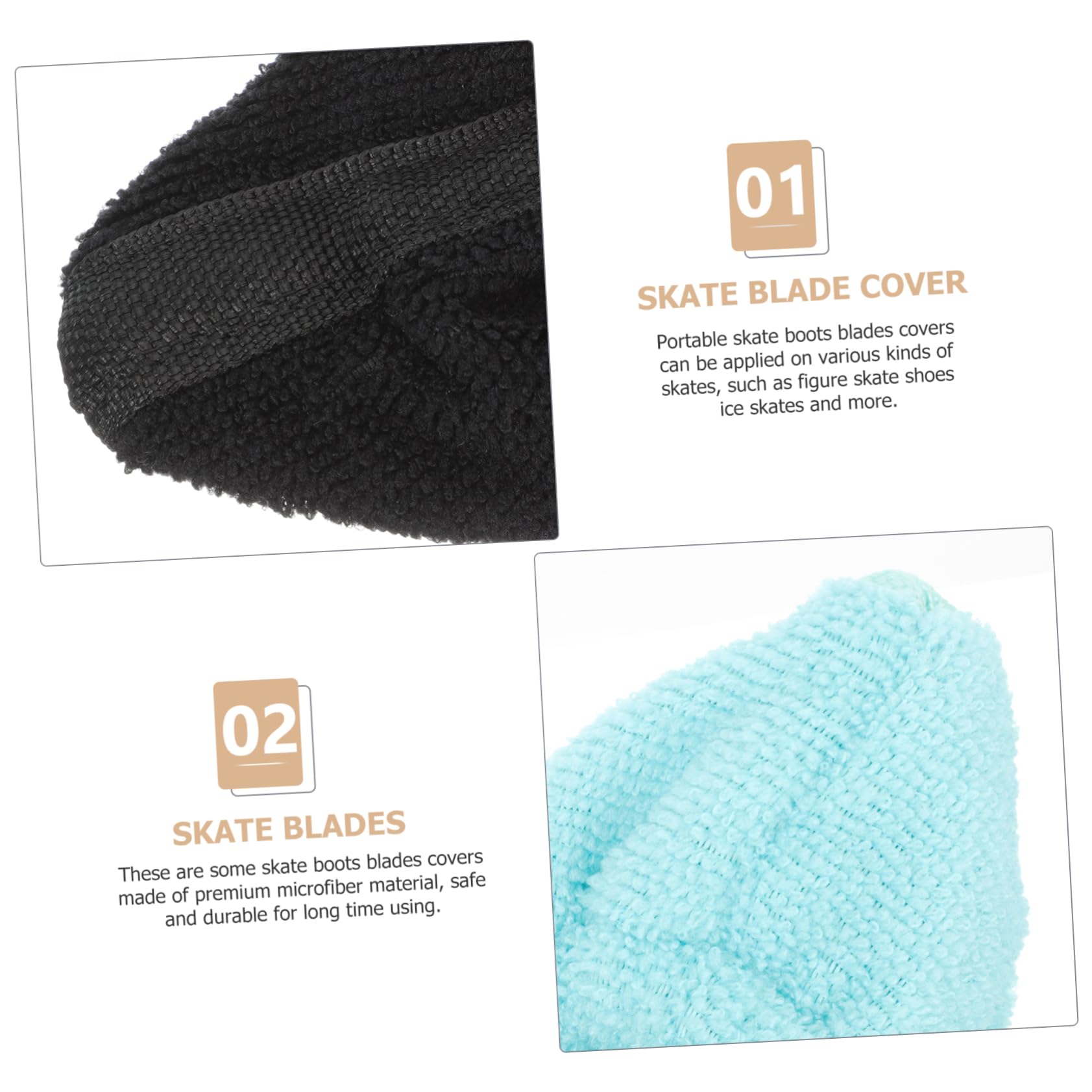 ibasenice Couvre Lames De Patinage Microfibre De Protections pour Lames De Patins À Glace Adaptés Aux Et Aux Adultes S Noir Bleu