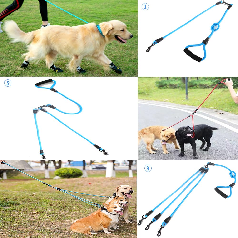 Correa para perro 3 en 1 de nailon resistente con mango acolchado, giro de 360 °, cuerda de escalada sin enredos, cuerda de tracción extraíble para mascotas, correa para perros medianos y grandes