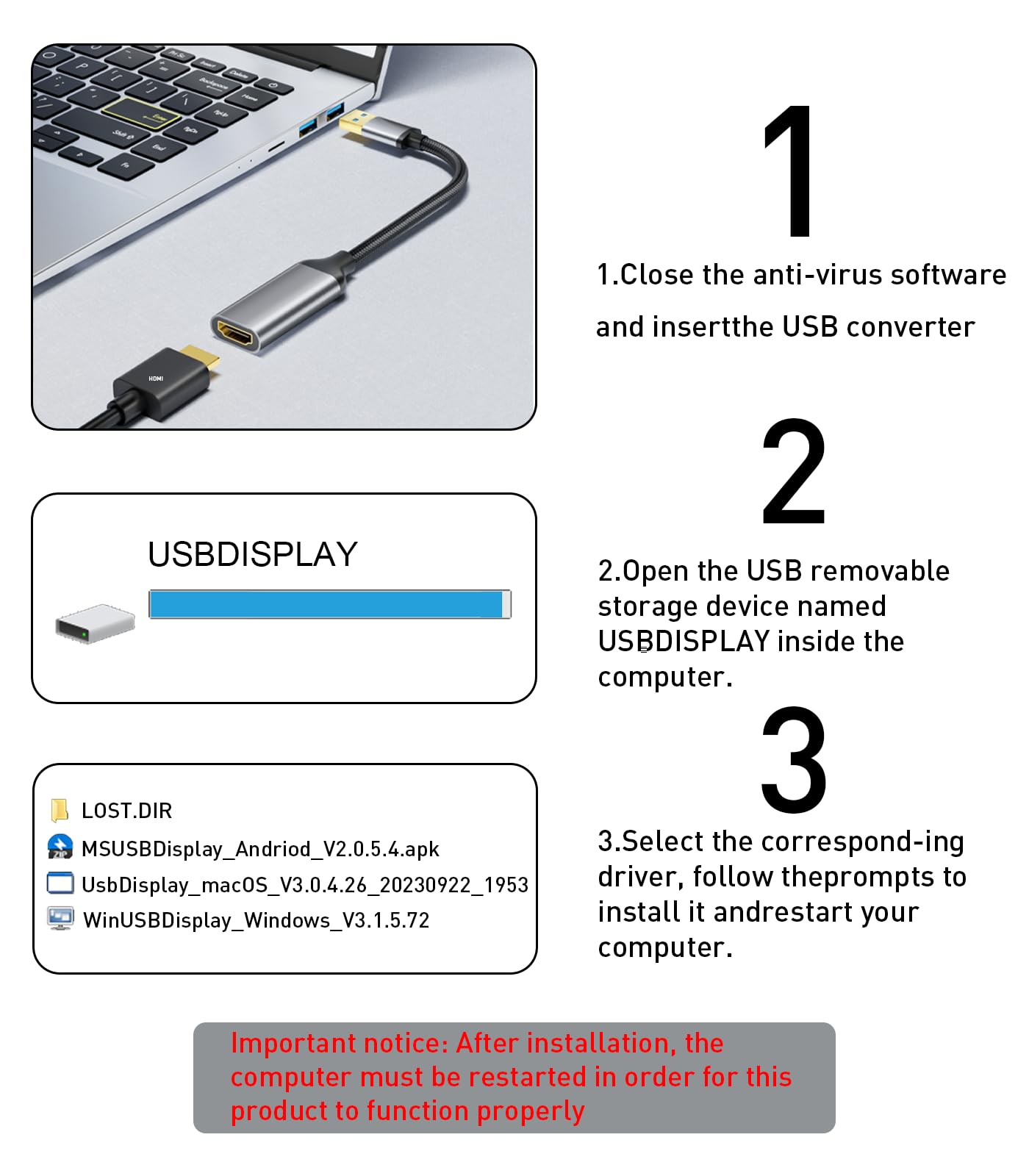 Reborn Adapter USB na HDMI