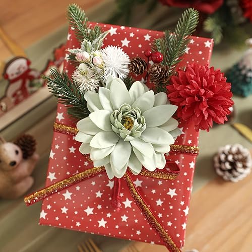 Miniatura 62 de YYHUAWU Juego de flores artificiales, caja de hojas de flores falsas con tallos para ramos de boda, centros de mesa, arreglos florales, decoración