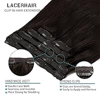 Vista 4 de Lacer Extensiones de cabello humano real con clip, 4.23 oz, 7 piezas de extensiones de cabello humano Remy liso y sedoso, extensiones de cabello