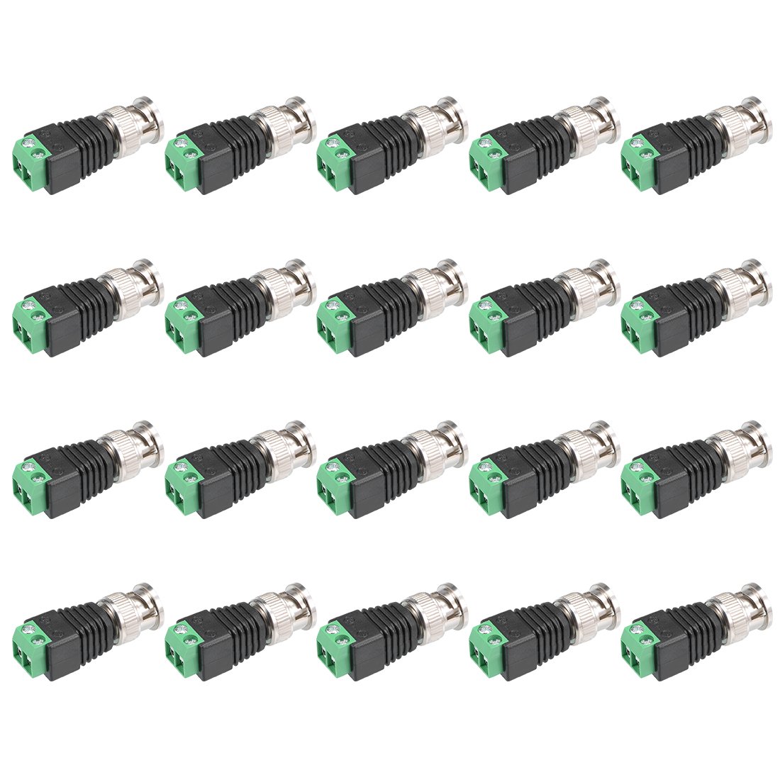 uxcell 20Pcs Cat5 to Coaxial Camera CCTV BNC Male Jack Connector Screw Terminal Adapter