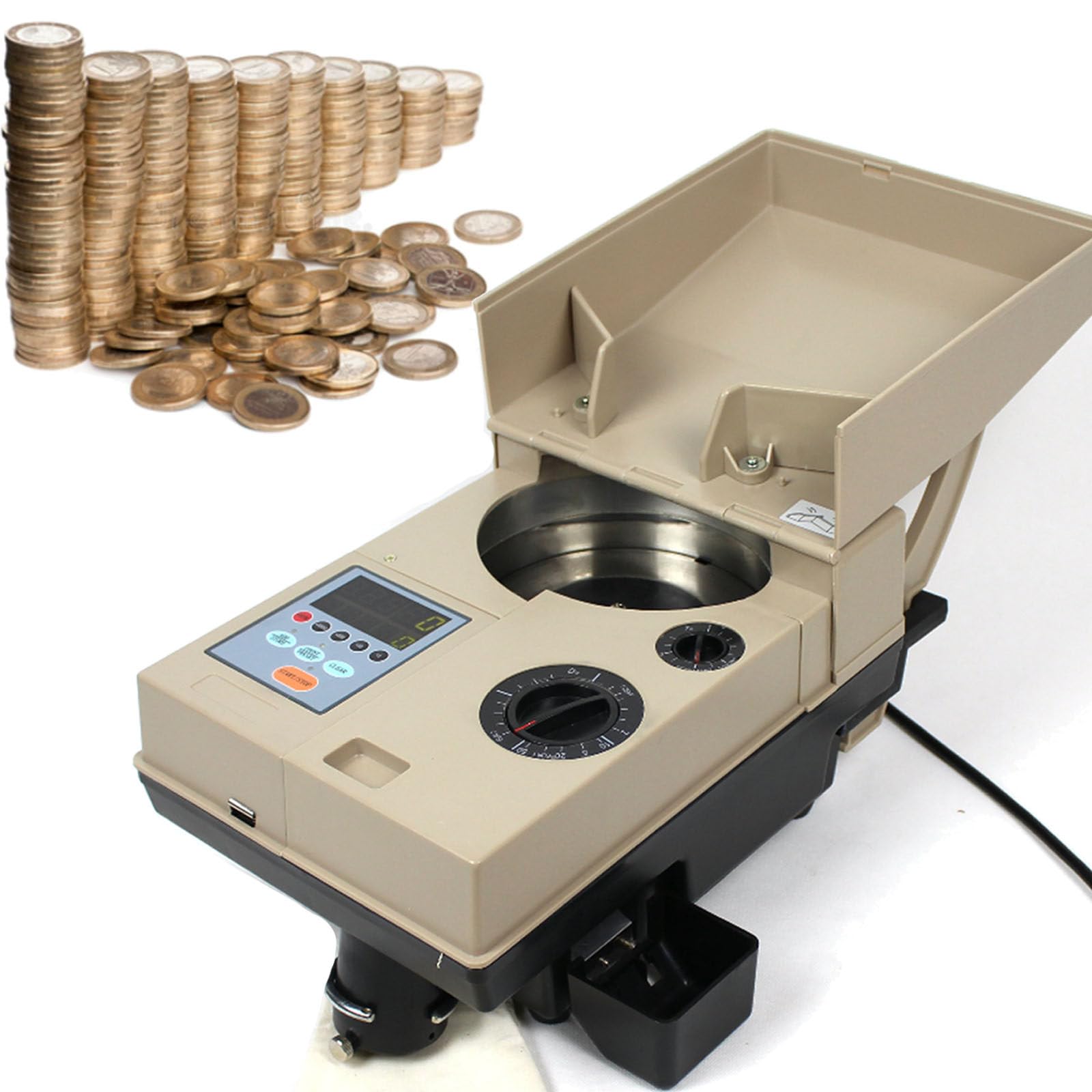 VitalisWorks Electric Coin Counting Machine, Coin Sorting Machine, Coin Sorting Machine, Coin Storage Hopper can Hold 2000 Coins, Sorting Speed 1200 Coins/Min