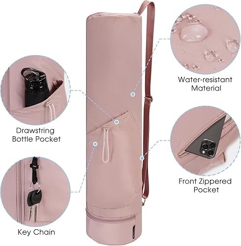 Miniatura 4 de sportsnew Bolsa para esterilla de yoga, con cremallera completa, bolsa de transporte para esterilla de yoga con cordón, bolsillo para botella de