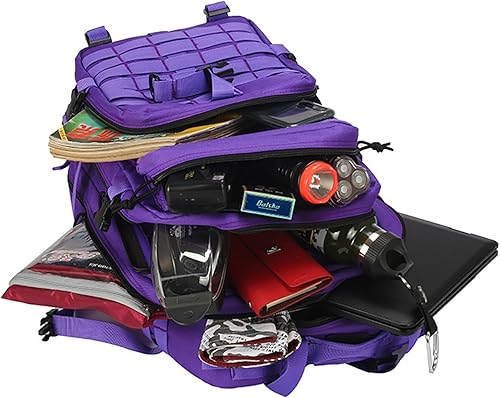 Miniatura 4 de Mochila táctica militar de 45 L para hombres y mujeres, bolsa de asalto, mochila Molle para senderismo, senderismo (45L morado)
