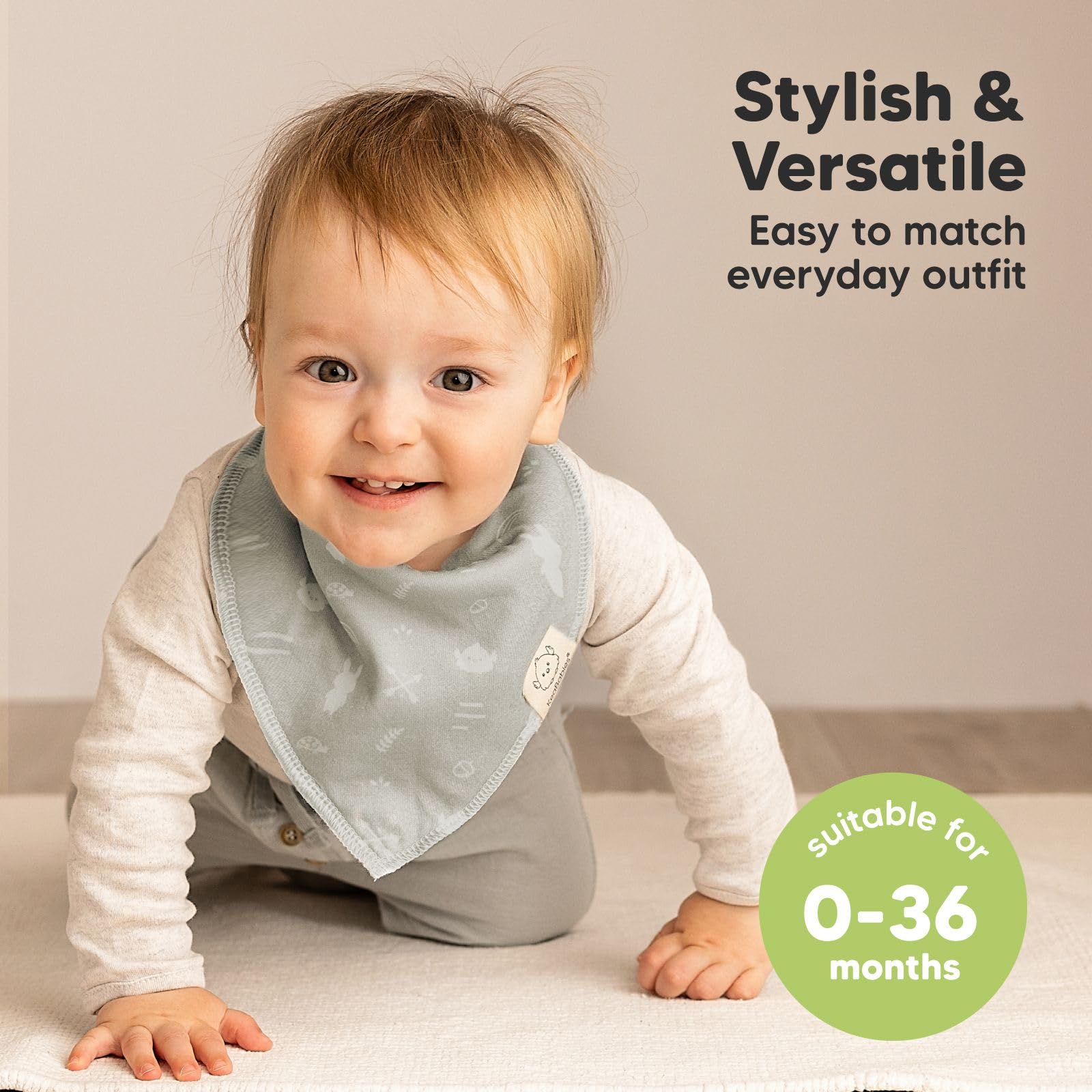 KeaBabies Zestaw 8 trójkątnych chusteczek dla niemowląt Chłopiec, Dziewczynka - Unisex śliniaki, Super chłonne chusty dziecięce, śliniaczki dziecięce z bawełny organicznej, bandany dla niemowląt