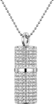 USB Flash Drive,16GB/32GB/64GB/128GB Portable USB2.0 Memory Stick Secure Date Storage Pendrive Thumb Drives Rhinestone Pendant with Chain Silver, 64GB