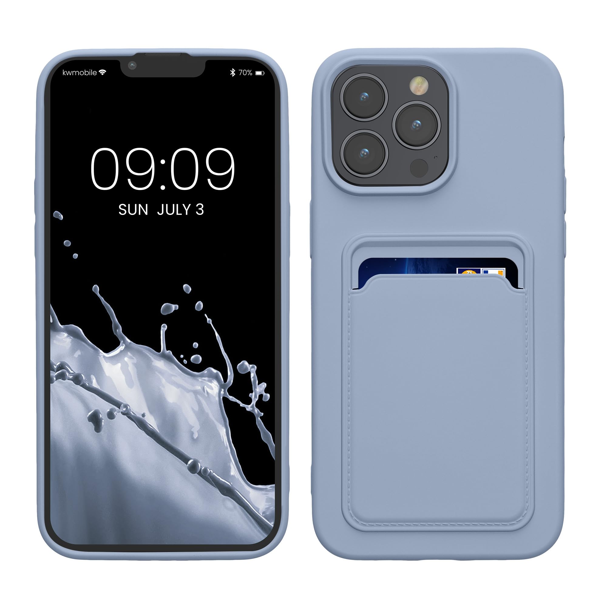 kwmobile Case Compatible with iPhone 15 Pro Max Case - TPU Phone Cover with Credit Card Holder - Lavender