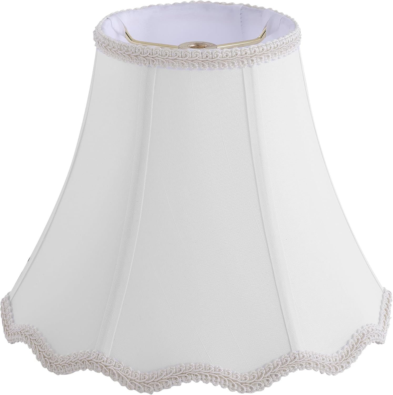 Aspen Creative 30337,Handsewn Scallop Dome Traditional Spider Lamp Shade in Off-White Faux Silk, 5" Top x 10-3/8" Bottom x 8-1/4"Slant.