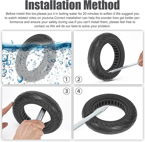 Miniatura 7 de Neumático sólido de 10 x 2.125, neumáticos de goma sólida de 10 pulgadas de 10 x 2.125 pulgadas, neumático de scooter eléctrico sólido sin cámara,