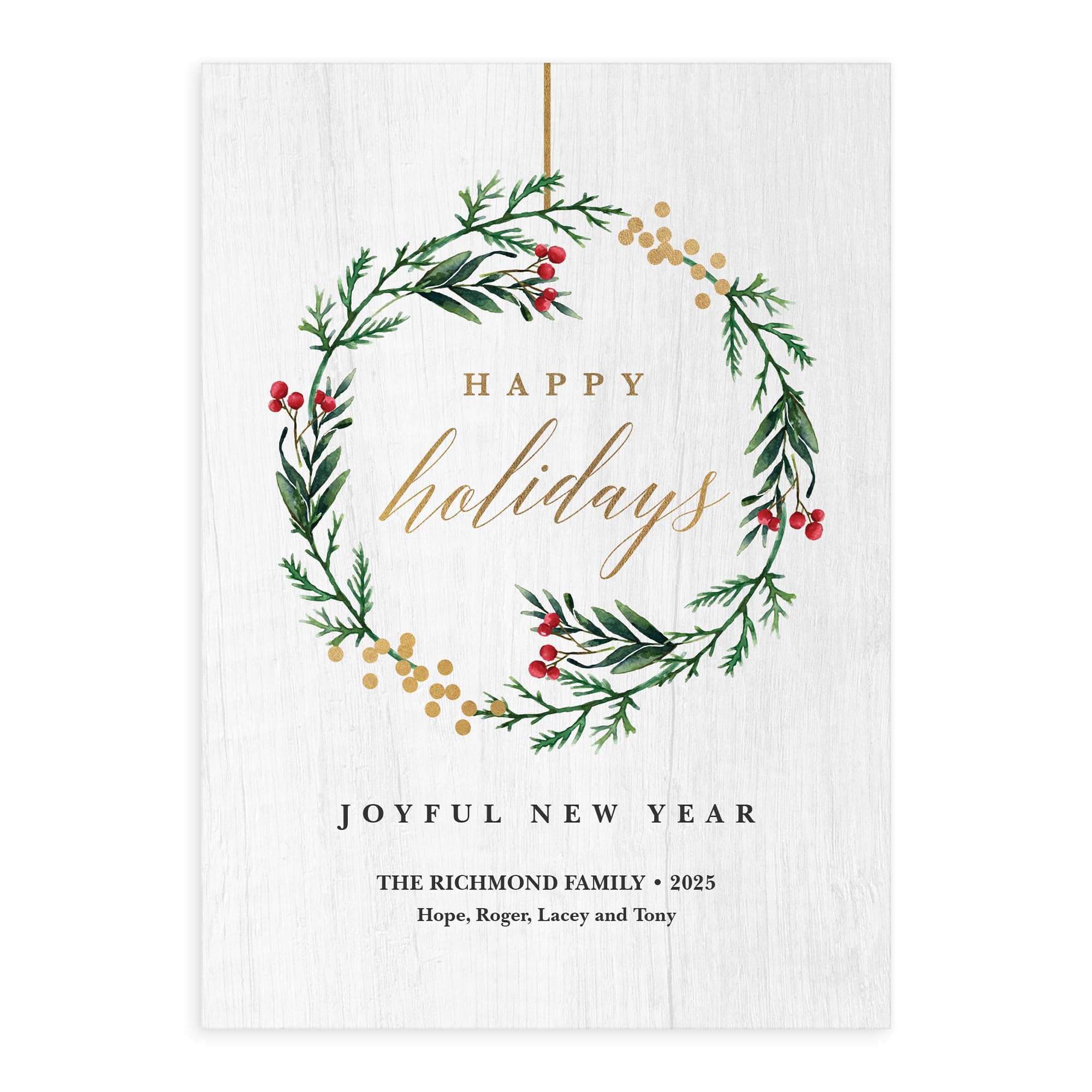 Let's Make Memories Personalized Christmas Cards with Envelopes - Premium Quality - 5x7-2025 Holiday Cards & White Envelopes - Rustic Wreath - 25 ct