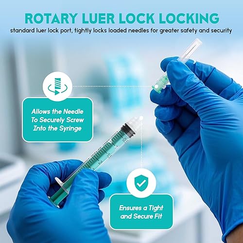 Miniatura 5 de SHAOTONG Jeringas Luer Lock de 0.1 fl ozcc con tapa sin aguja, estériles, envueltas individualmente, paquete de 20