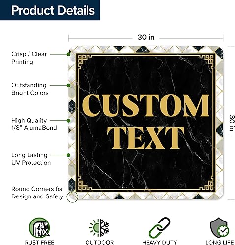 Miniatura 1185 de My Sign Center - Letrero personalizado, 11 colores de fuente, 13 estilos de fuente, 4 opciones de agujero, 22 tamaños, 8 x 32 pulgadas, sin óxido,