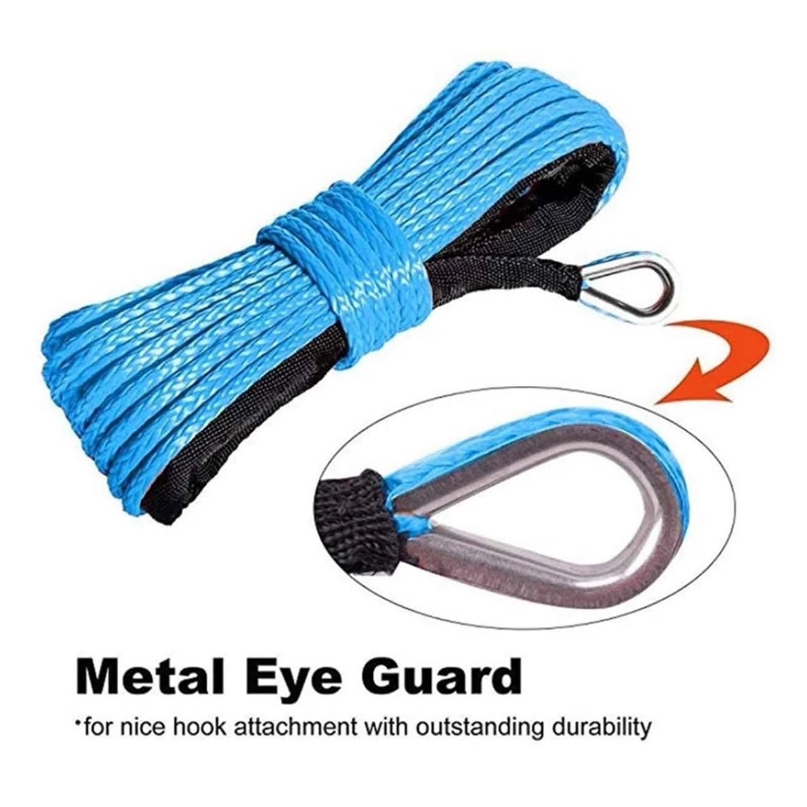 Syntetyczna Lina Wciągarki 1/4 X 50Ft Kabel Do ATV UTV SUV Truck Boat Silna Odporność