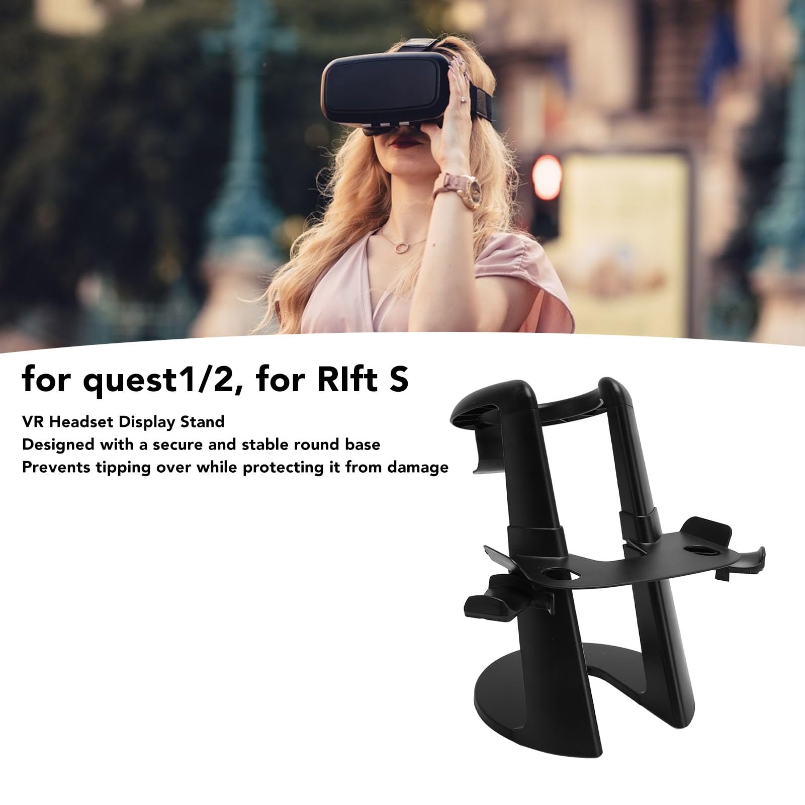 Generic Support de Casque VR, Installation Facile, Universel, Empêche Le Basculement, Support d'affichage de Casque VR Durable pour de Taille Standard (Black)