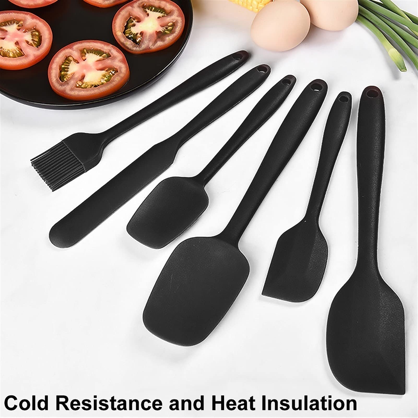 Spatule Patisserie 6pcs Silicone Spatules Crème Crème Crème Crème à huile Résistant à la chaleur Brosse à huile antiadhésive ustensile de cuisine à pâtisserie Spatule de Cuisine ( Color : Black )