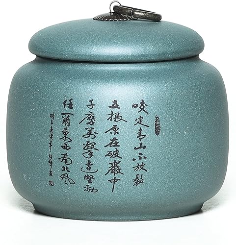 Miniatura 8 de Yixing - Tarro de arcilla de 17.5 onzas, recipiente de almacenamiento de té de hojas sueltas, mantiene el té a granel ordenado y fresco, morado,