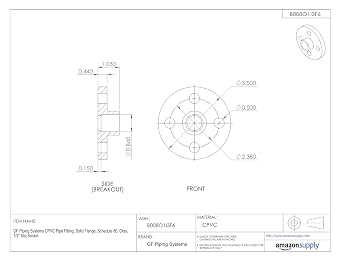 CPVC Pipe Fitting, Solid Flange, Schedule 80, Gray, 1/2 Slip Socket