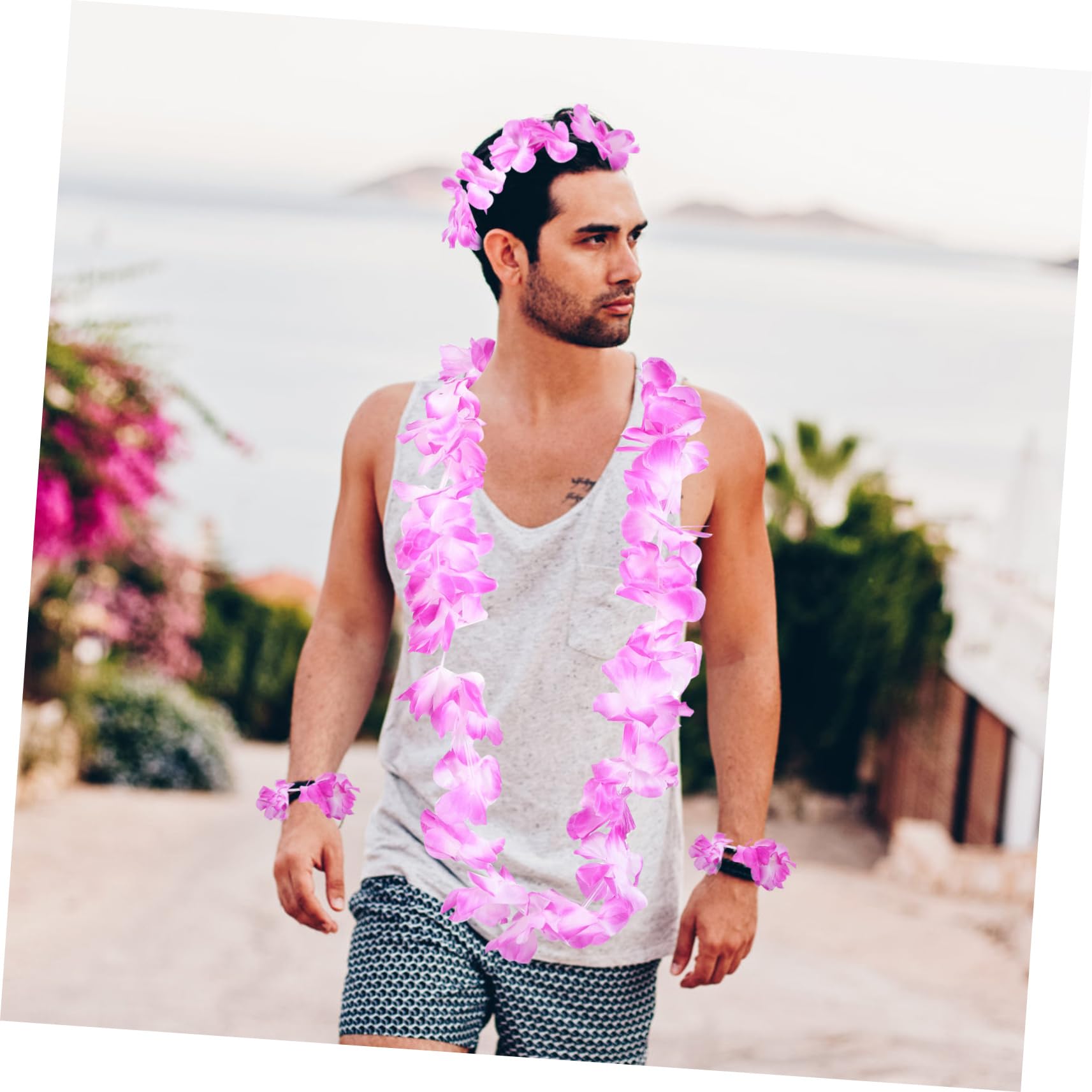 ifundom 21sätze Hawaiianische Mit Blumenkränze Und Armbänder Für Luau-party Strandkostüm Dekoration Und Fotografie Bunten Farben Erhältlich