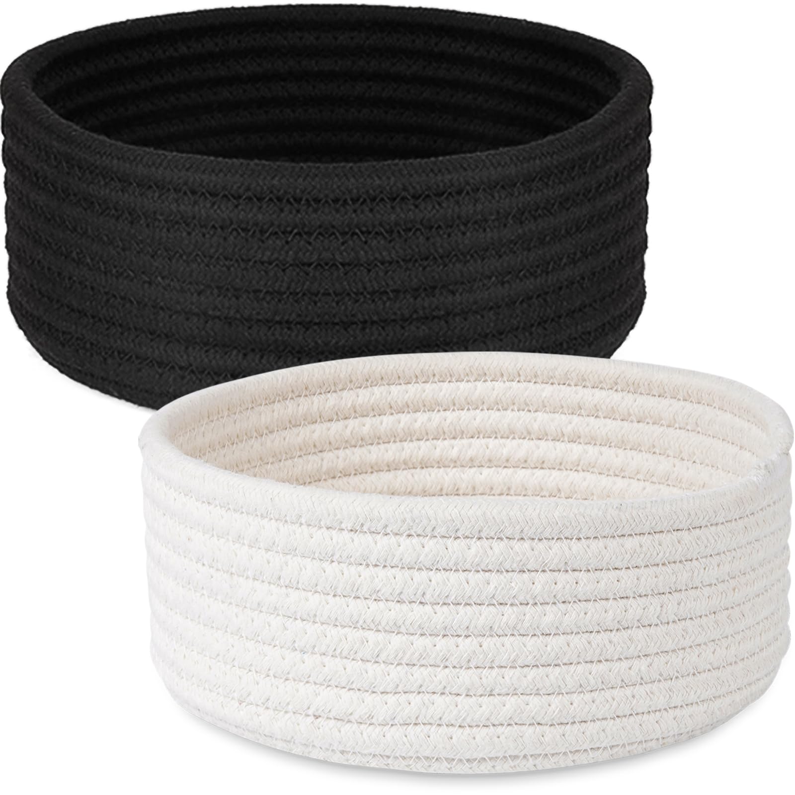 Hispqser 2Pack Small Basket, Small Cotton Rope Woven Storage Basket, Cute Round Basket, Boo Basket for Nursery Thicken Kids Empty Gift Baskets Key Bowl