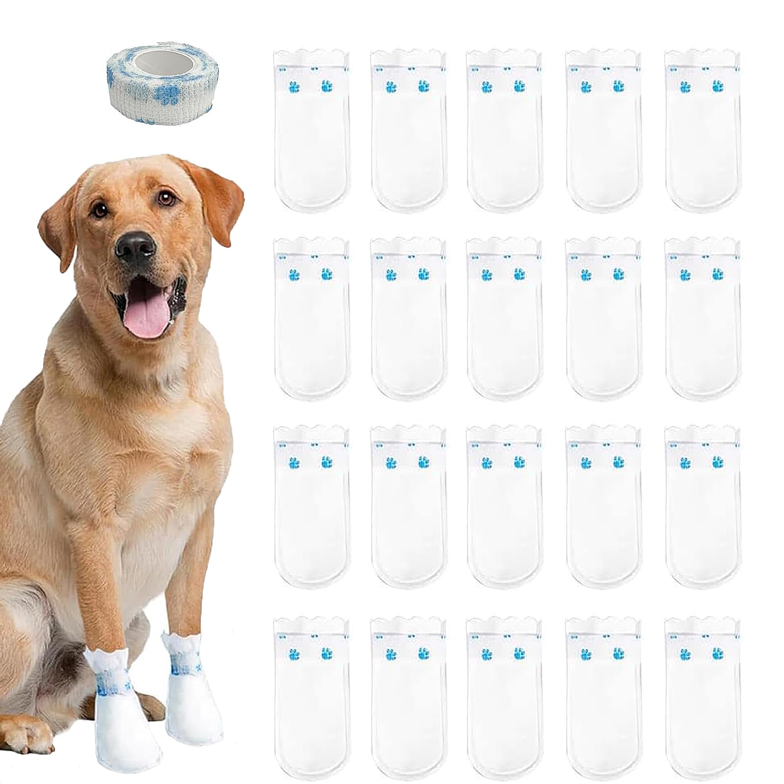 20 PCS Dog Boots for Injured Paws Waterproof, Dog Socks Paws Stop Licking, Disposable Dog Shoes, for Dogs Paw Bandage Cover Indoor & Outdoor Walking(M)