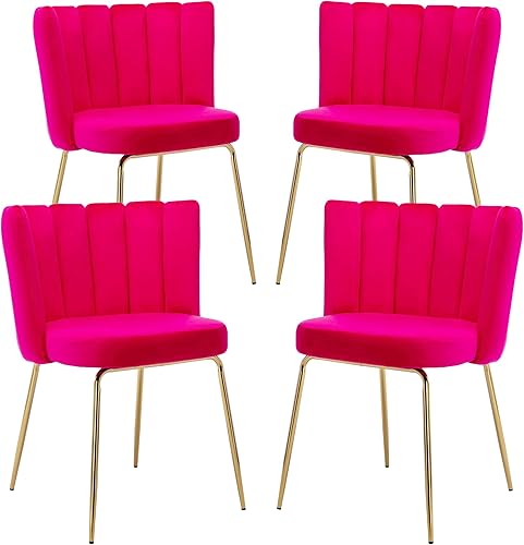 Miniatura 18 de Juego de 2 sillas de comedor de terciopelo modernas, sillas laterales tapizadas con patas de metal dorado para el hogar, cocina, sala de estar,