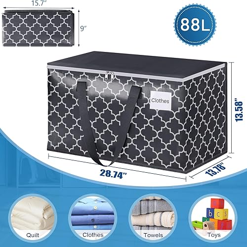 Miniatura 3 de Bolsas de mudanza extra grandes, bolsas de almacenamiento resistentes con cremallera superior y asas resistentes, suministros de mudanza para