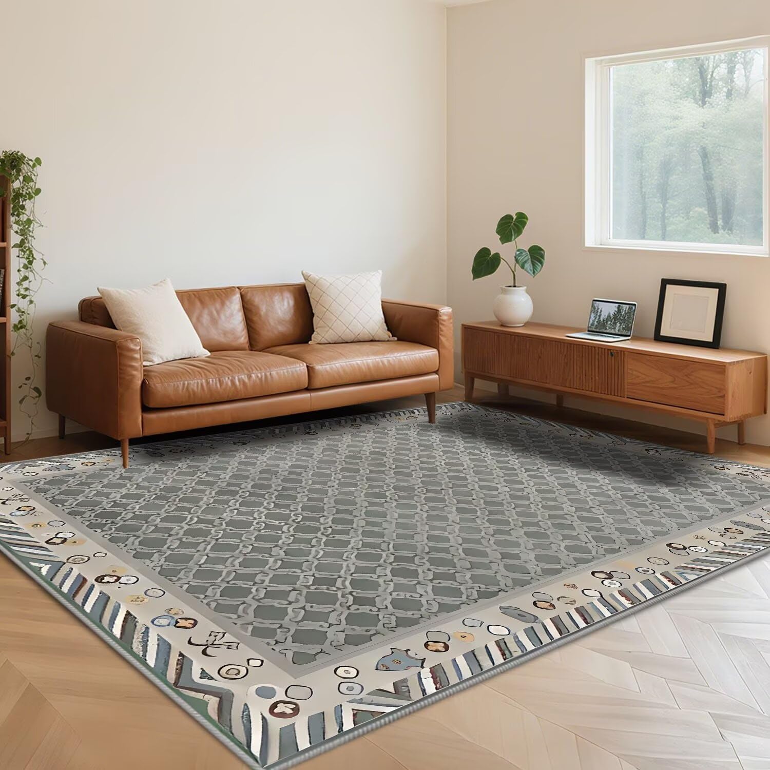 Tapis moderne gris 160x250 cm à poils courts pour le salon et la chambre