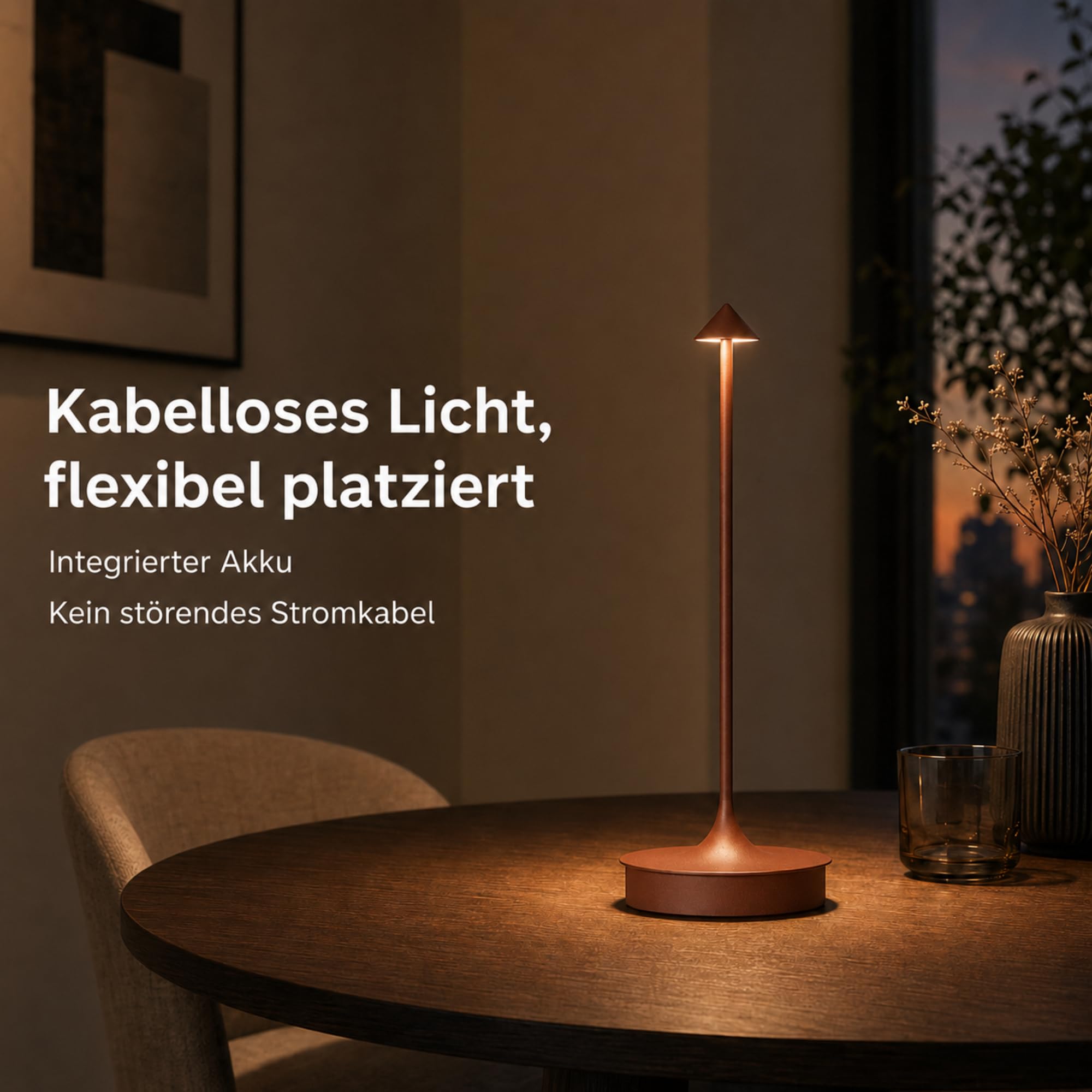 Leomix Lámpara de mesa LED inalámbrica, recargable, 4000 mAh, táctil, regulable, IP54, resistente al agua, para restaurante, bar, jardín, balcón, mesa de comedor