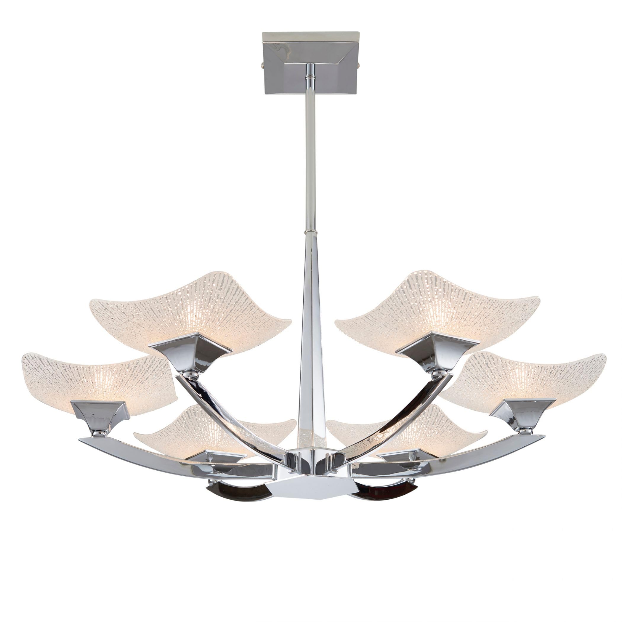Ayres 6 Light Semi Flush Ceiling Light - Chrome - Savon Effect Glass - G9