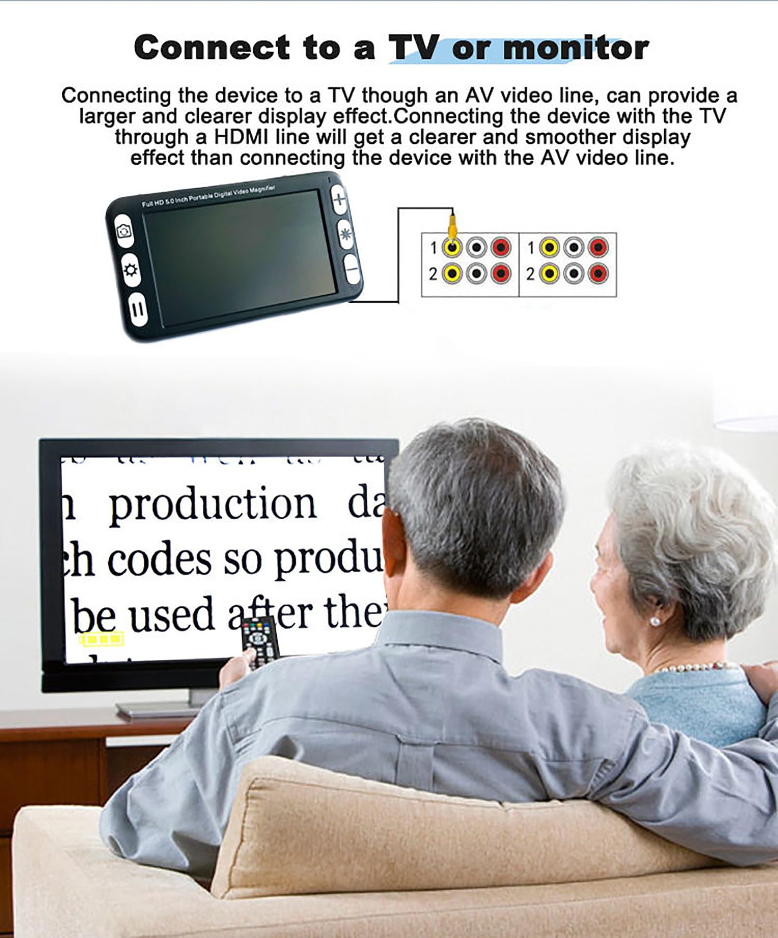 Lupa digital portátil de 5 pulgadas: lupa de video con zoom 2X-48X, 26 modos, recargable, instantánea congelada, tarjeta TF, ayuda de lectura