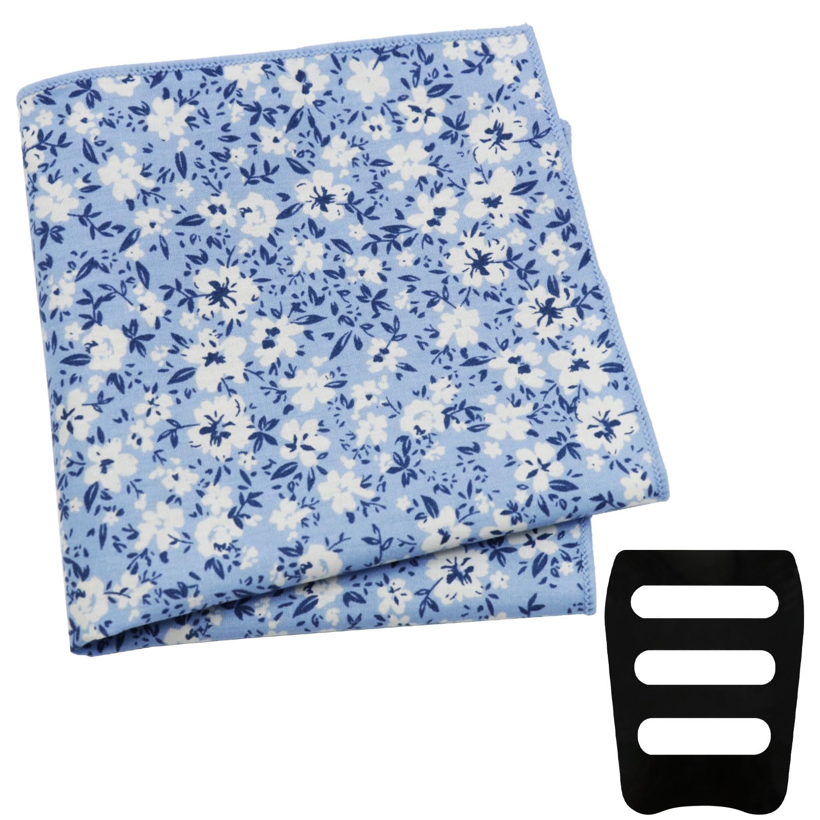 Floral Pocket Squares for Men with Holder Printed Flower Mens Handkerchief Cotton Suit Pocket Hanky for Wedding