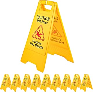 Electriduct Caution Wet Floor Sign 24" OSHA Compliant Bilingual Double-Sided Commercial Safety Warning Signs A Frame Bright Yellow Cuidado Piso Mojado (Pack of 10)
