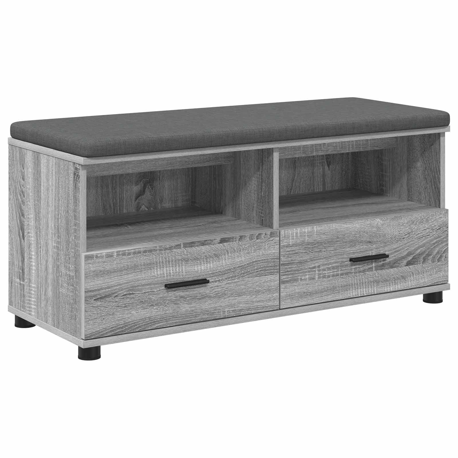 Banc d'entrée gris moderne pour un accueil chaleureux et ordonné