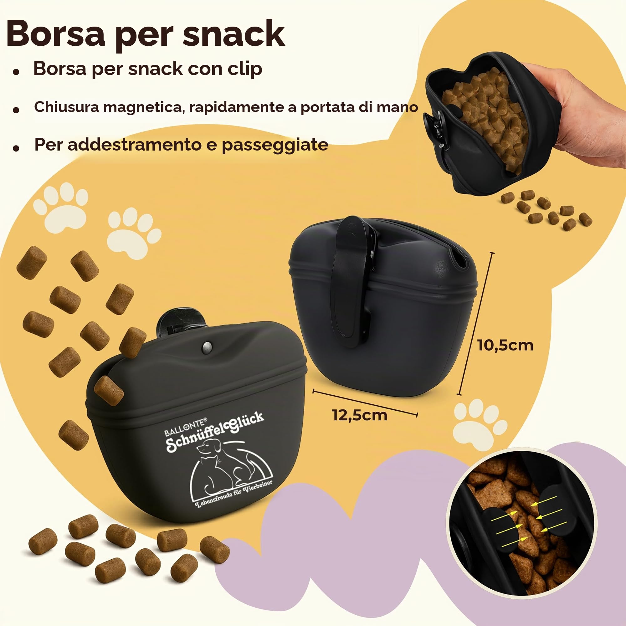Tappeto Olfattivo Cane con Sacchetto Snack – Gioco Interattivo per Cani, Snuffle Mat Antiscivolo Lavabile, Tappetino Sensoriale per Addestramento e Slow Feeding