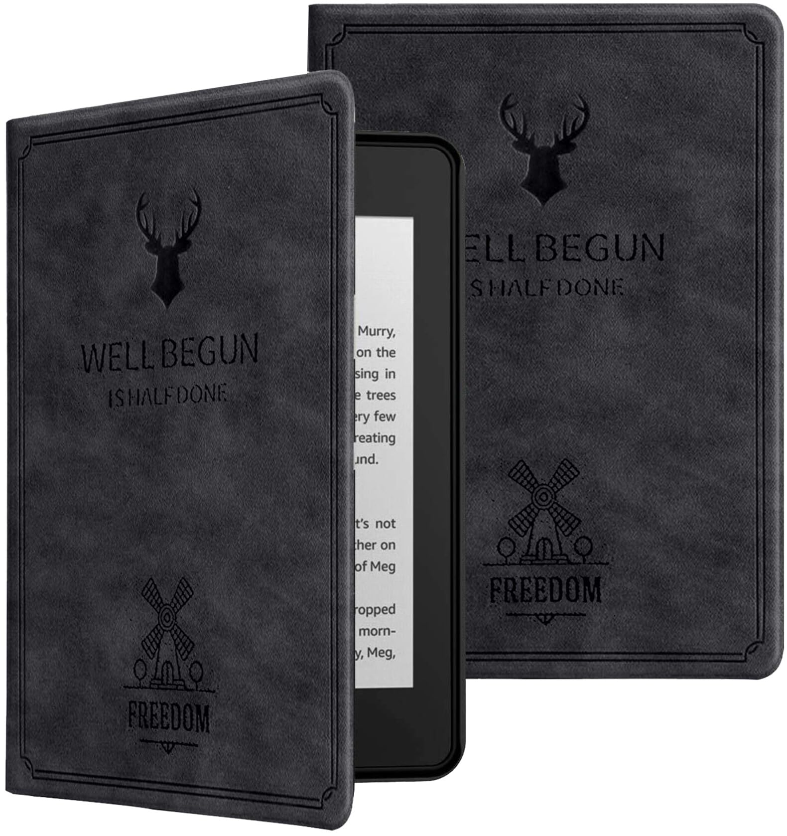 Robustrion Cover Case for Kindle Paperwhite 12th Generation Cover 7 inch, Deer Pattern Flip Cover Case for Kindle Paperwhite 12th Gen - Black