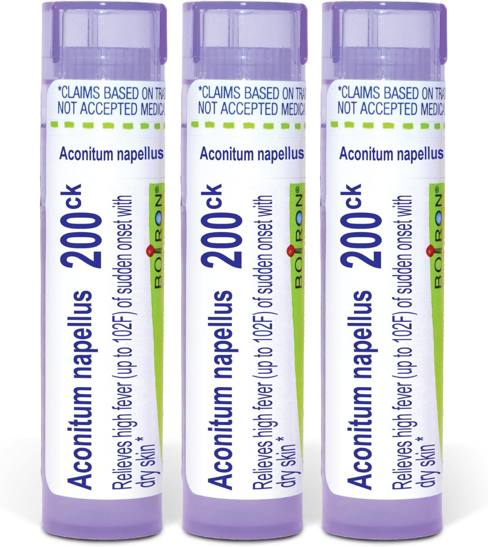 Boiron Aconitum Napellus 200ck Homeopathic Medicine for High Fever - Pack of 3 (240 Pellets)