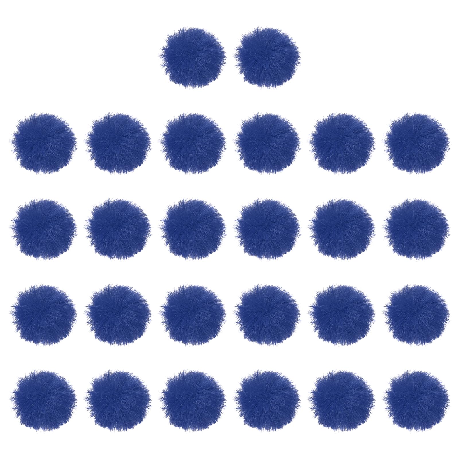 PATIKIL 1.2 Inch Faux Fur Pom Poms for Hats, 26 Pcs Soft Faux Rabbit Fur Large Fluffy Pompom Balls with Elastic Loop for DIY Crafts Keychains Removable Knitting Accessories, Dark Blue