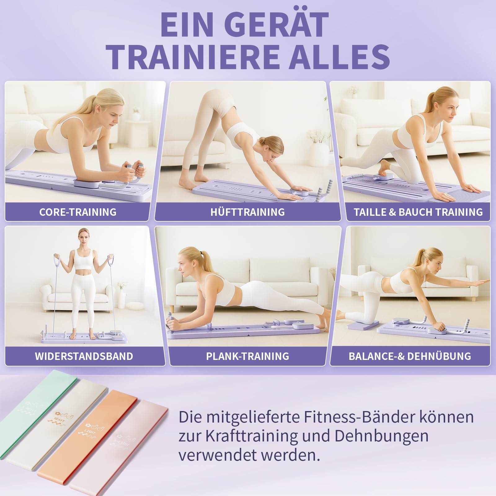 Northdeer Pilates Reformer, 2026 Upgraded klappbares Pilates Board, Multifunktionales 8 in 1 Pilates Set für Zuhause Fitness