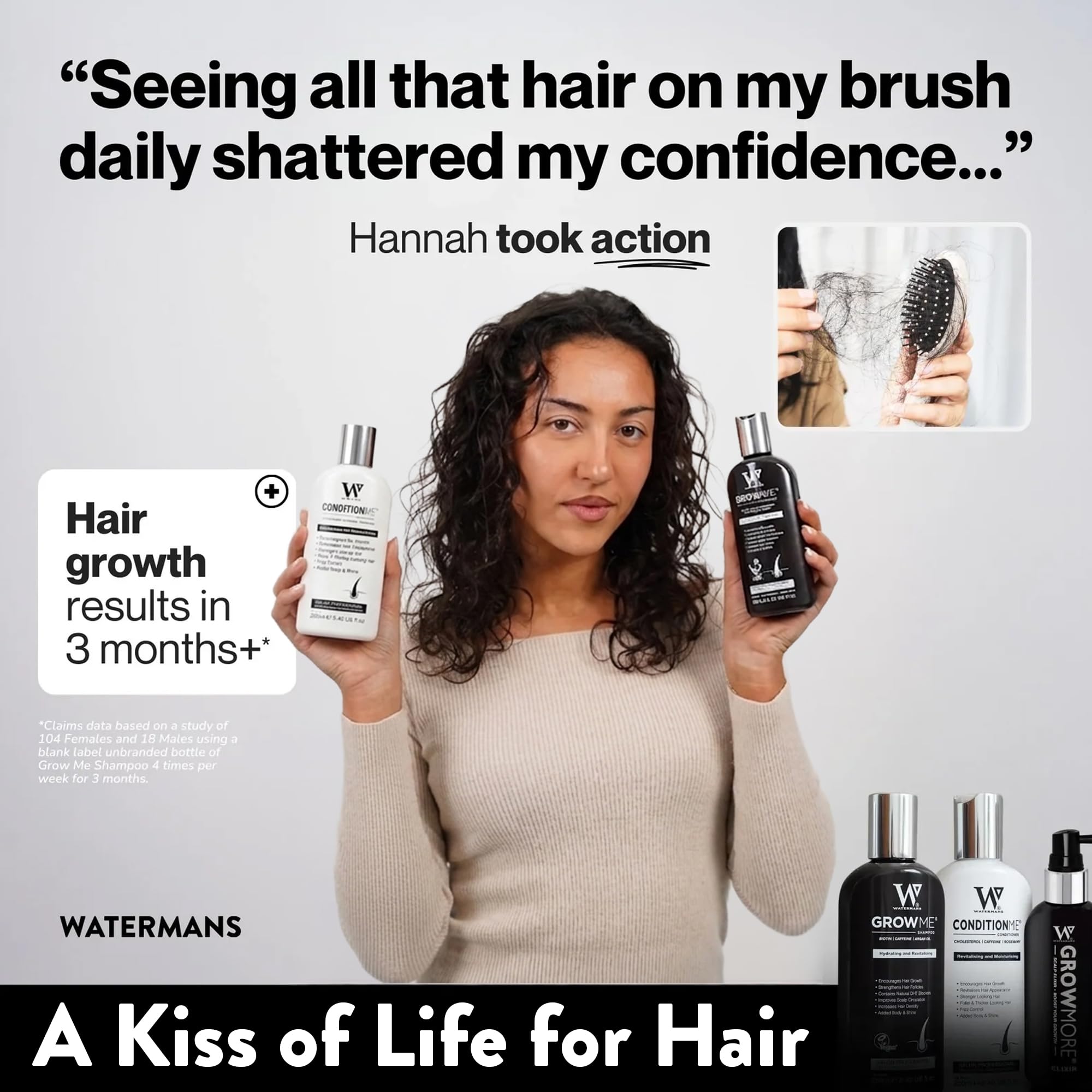 Crecimiento del Cabello Champú y Acondicionador por Watermans – Paquete combinado – puede reducir la pérdida de pelo