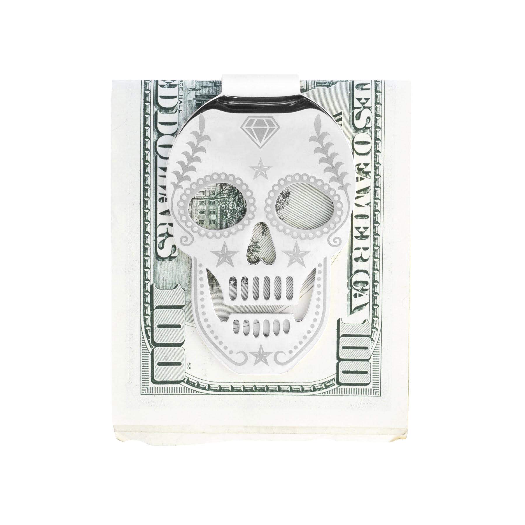 Stainless Steel Skull Money Clip Wallet Front Pocket - Practical, Slim, Cash & Business Card Clamp Holder Gift for Men, Women