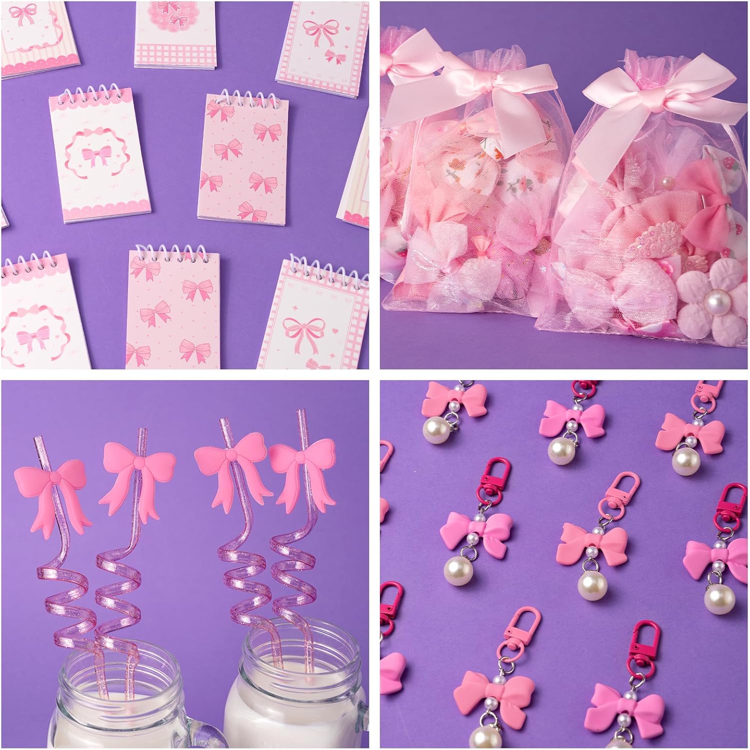 DMIGHT Pink Bow Party Favors, Pink Coquette Bow Gift Bags for Bow Coquette Party Decorations Supplies