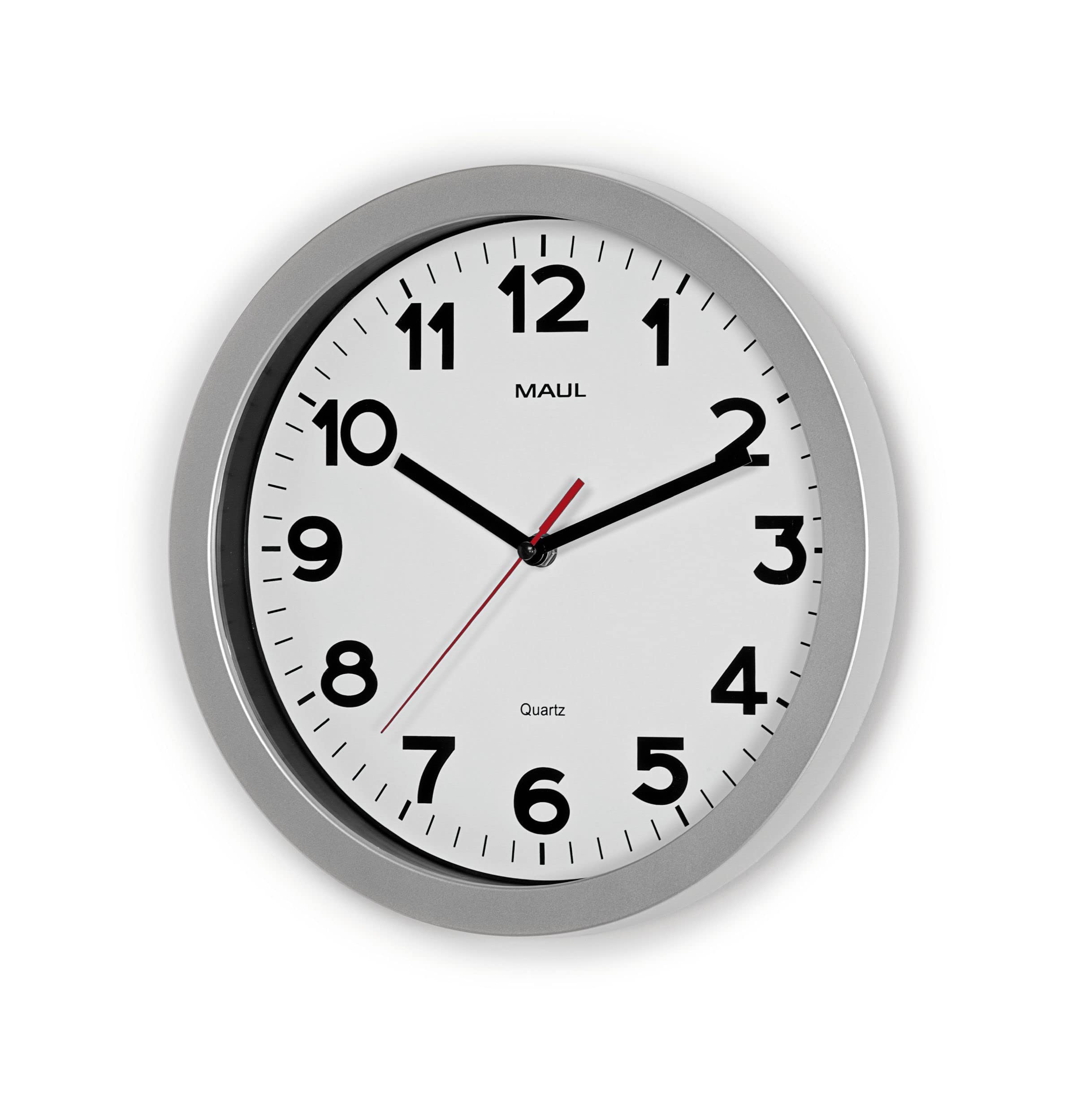 Maul Horloge Murale MAULstep 30 cm, Horloge à Quartz, Argenté
