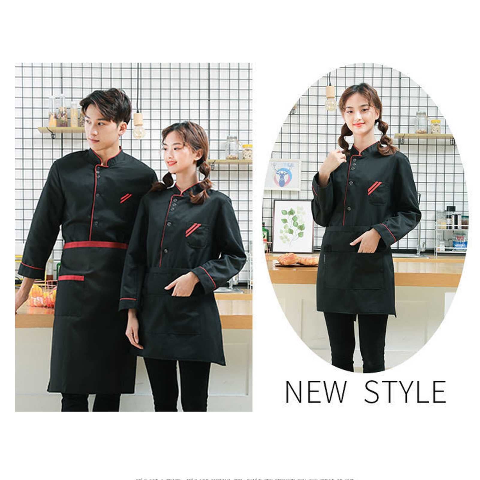 FAXIOAWA Giacca da Chef Unisex da Cucina per Ristorante, Top da Chef con Chiusura a Bottone, Uniforme da Chef, Abbigliamento da Lavoro