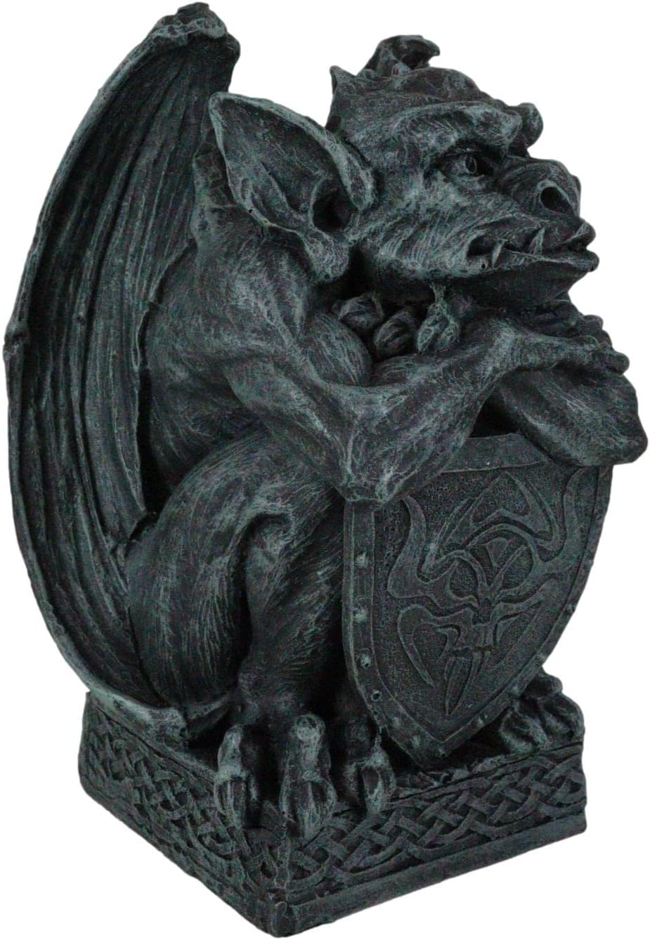 Ebros Gift Stoic Warrior Guardian Notre Dame Gargoyle Holding Gothic Skull Shield Figurine Medieval Renaissance Cathedral Era Collectible Accent